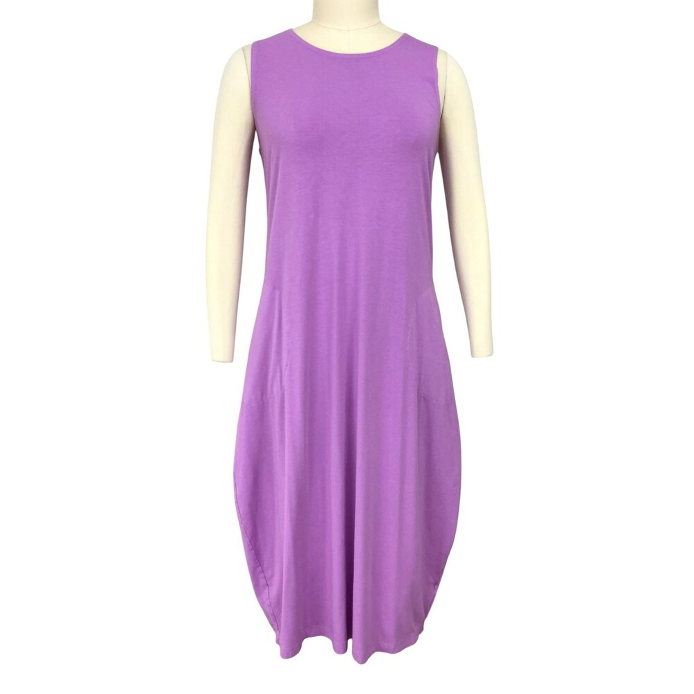 Bryn Walker Bamboo Organic Cotton Lantern Dress M Light Purple Midi Lagenlook
